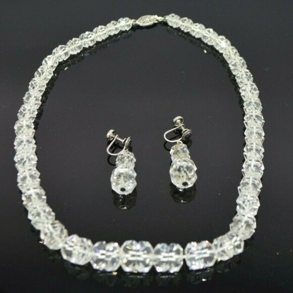 Sterling Silver .925 Clear Cut Crystal Beaded - Picture 1 of 5